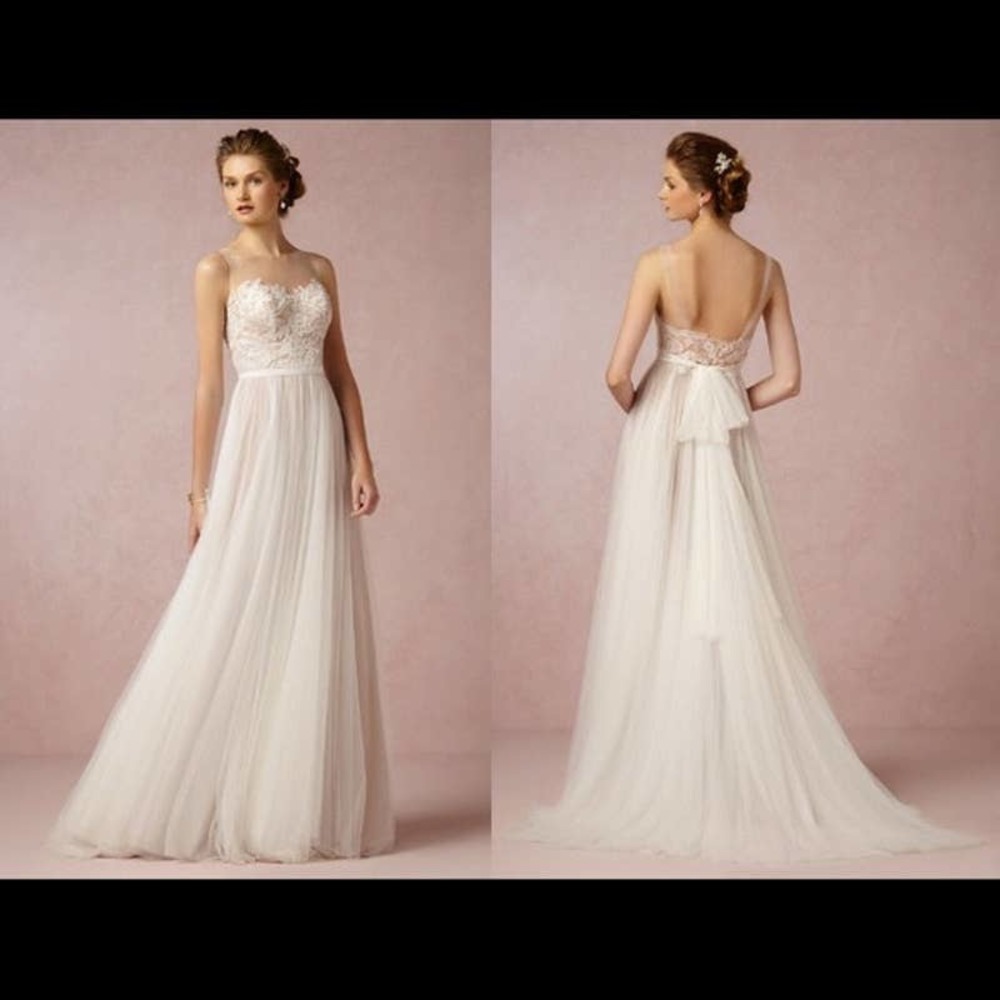 Watters Wedding Gown Penelope Lace Illusion White New BHLDN Women's Size 2